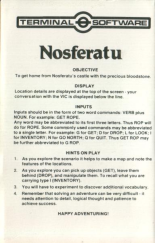 Nosferatu, inlay of VIC-20 tape