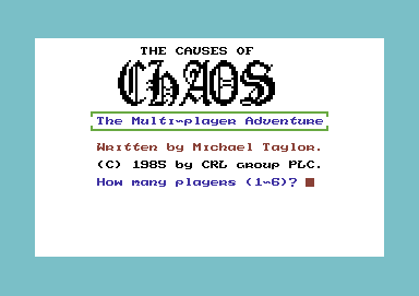 The Causes of Chaos welcome screen